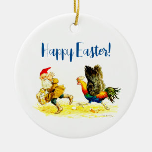 Egg Theif Vintage Funny Jenny Nyström Easter Ceramic Tree Decoration