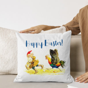 Egg Theif Vintage Funny Jenny Nyström Easter Cushion