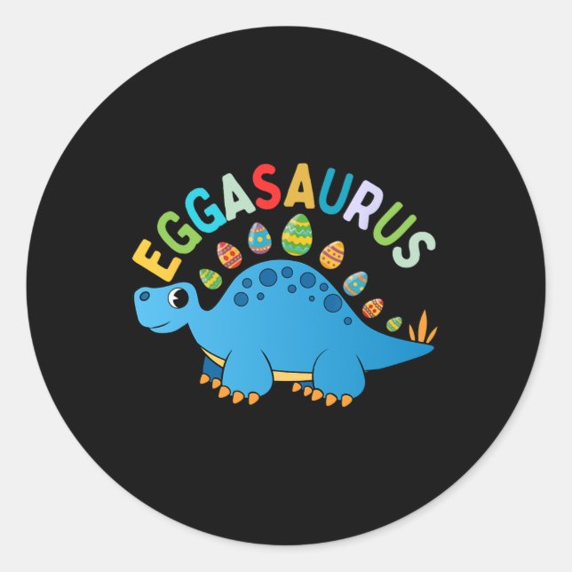 Eggasaurus Easter Egg Hunt Dinosaur Stegosaurus To Classic Round Sticker (Front)
