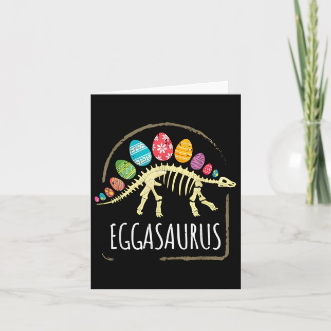 Eggasaurus Easter Stegosaurus Dinosaur Boys Kids T Card (Front)