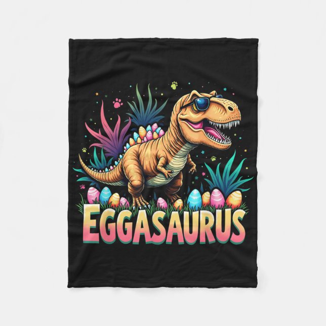 Eggasaurus Easter Stegosaurus Dinosaur Boys Kids T Fleece Blanket (Front)