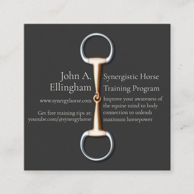 Eggbutt Snaffle Bit Elegant Equestrian Industry Square Business Card (Front)