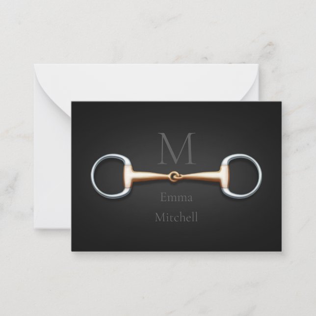 Eggbutt Snaffle Bit Monogrammed Equestrian Card (Front)