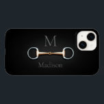Eggbutt Snaffle Bit Monogrammed Equestrian Case-Mate iPhone 14 Case<br><div class="desc">For equestrians and horse lovers,  this personalised phone case has a trompe l'oeil illustration of a copper mouth eggbutt snaffle bit between your monogram and name.</div>