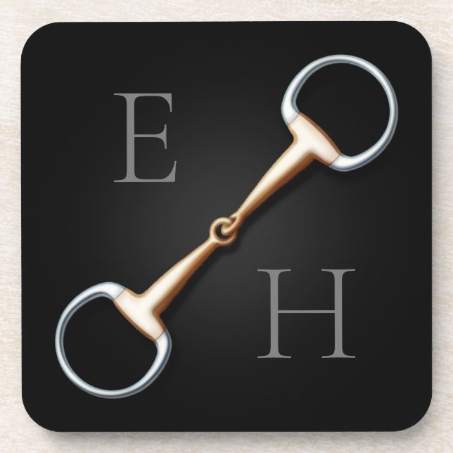 Eggbutt Snaffle Bit Monogrammed Equestrian Coaster (Front)