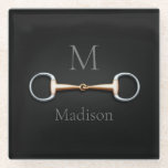 Eggbutt Snaffle Bit Monogrammed Equestrian Glass Coaster<br><div class="desc">For equestrians and horse lovers,  this coaster features a trompe l'oeil illustration of a copper mouth eggbutt snaffle bit between your initial and name.</div>