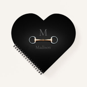 Eggbutt Snaffle Bit Monogrammed Equestrian Heart Notebook