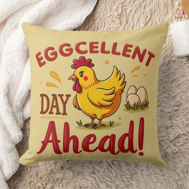 Eggcellent Day Ahead Funny Chicken Farm Cushion (Blanket)