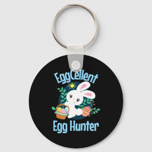 Eggcellent Egg Hunter Cute Easter Bunny Quote Sayi Key Ring