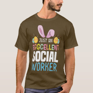 Eggcellent Social Worker Easter Egg Bunny Ears T-Shirt