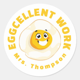Eggcellent Work Fun Teacher marking Back to school Classic Round Sticker