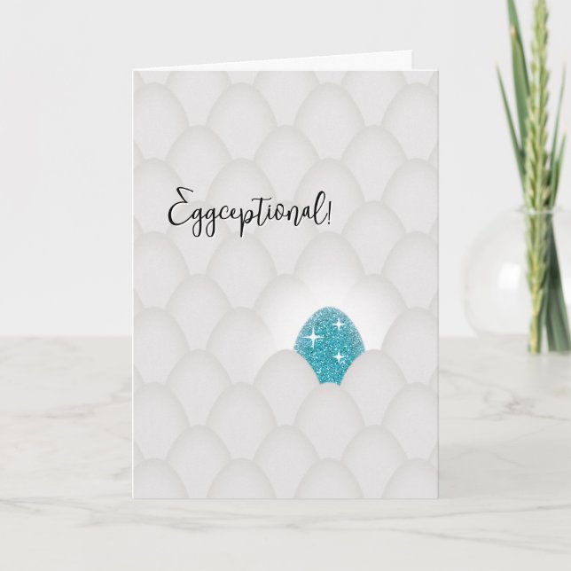 Eggceptional! Blue Glitter Egg Congratulations Card (Front)
