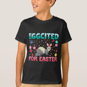 Eggcited For Easter Bunny Ferret Rabbit Kids T-Shirt