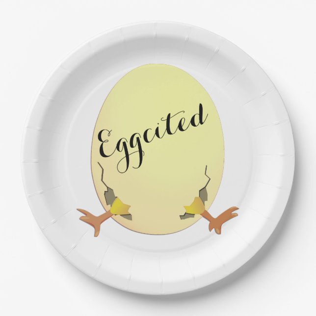 Eggcitement Add Baby Name Paper Plate (Front)