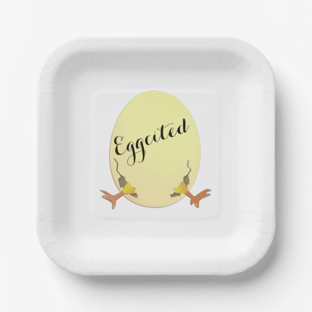 Eggcitement Easter or New Baby Paper Plate (Front)