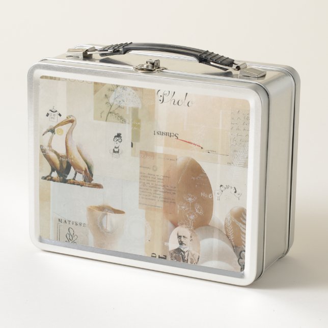 EggHead – Abstract Collage Coasters Metal Lunch Box (Front)
