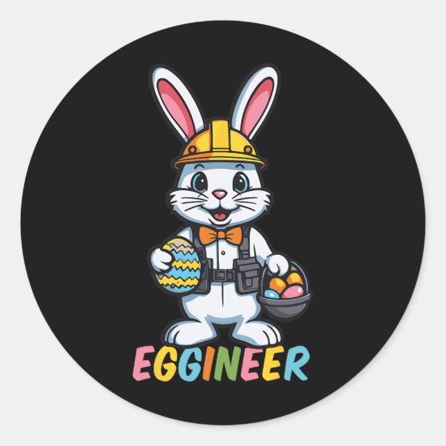Eggineer Engineer Funny Easter Day Men Women Easte Classic Round Sticker (Front)
