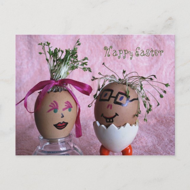 Eggmen Couple Fun Easter Postcard (Front)