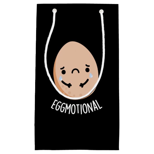 Eggmotional Funny Emotional Egg Pun Dark BG Small Gift Bag (Front)
