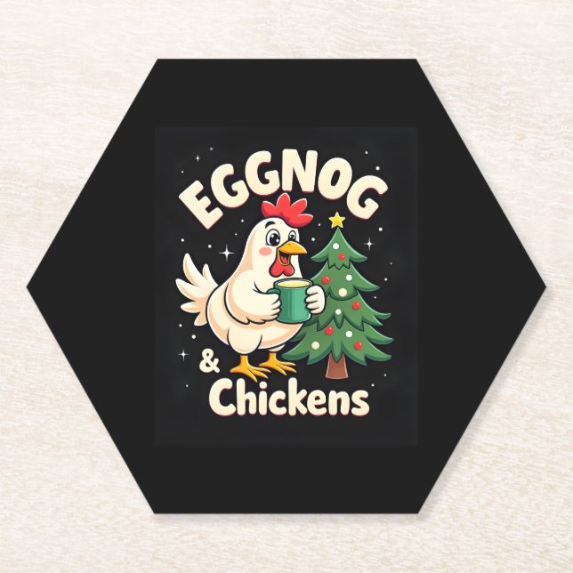 Eggnog & Chickens Paper Coaster (Front)