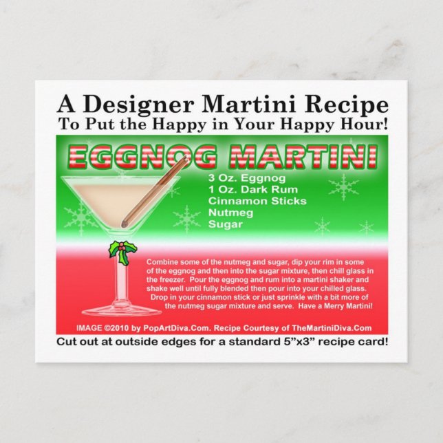 Eggnog Christmas Martini Recipe Postcard (Front)
