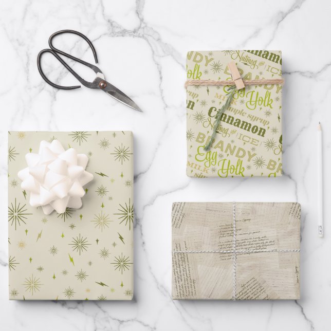Eggnog Collection - Avocado Wrapping Paper Sheet (Front)