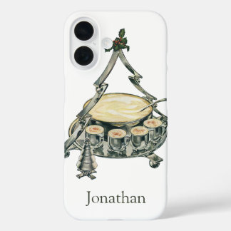 Eggnog in a Vintage Christmas Tree Punch Bowl iPhone 16 Case