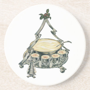 Eggnog in a Vintage Christmas Tree Punch Bowl Coaster