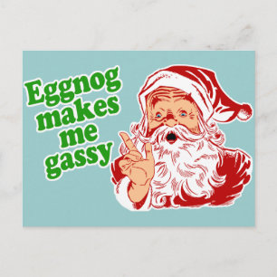 Eggnog Makes Santa Fart Holiday Postcard