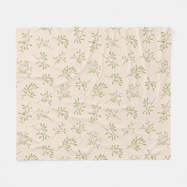 Eggnog Mistletoe Winter Fleece Blanket (Front (Horizontal))