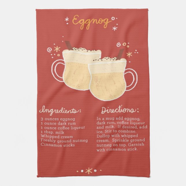 Eggnog Recipe Tea Towel (Vertical)