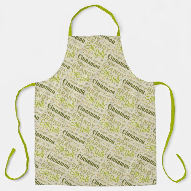 Eggnog Recipe Typography - Avocado Apron (Front)