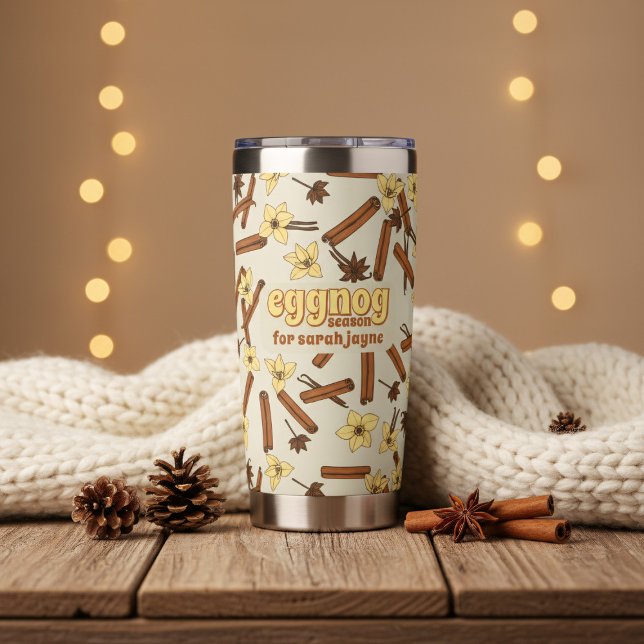 Eggnog Season Personalised Insulated Tumbler (Perfect tumbler for enjoying eggnog during the colder months or just a cozy evening at home)