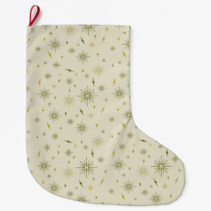 Eggnog Snowflakes - Avocado Large Christmas Stocking