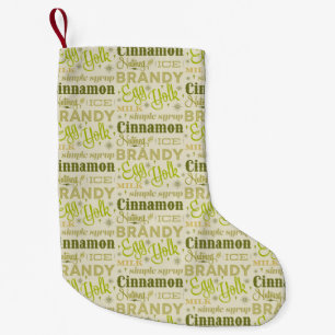 Eggnog Typography - Avocado Small Christmas Stocking