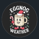 Eggnog Weather Christmas Retro Christmas Classic Round Sticker<br><div class="desc">Eggnog Weather Christmas Retro Christmas</div>
