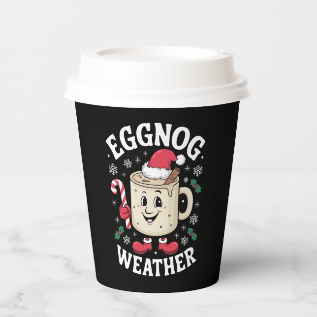Eggnog Weather Christmas Retro Christmas Paper Cups (Front)