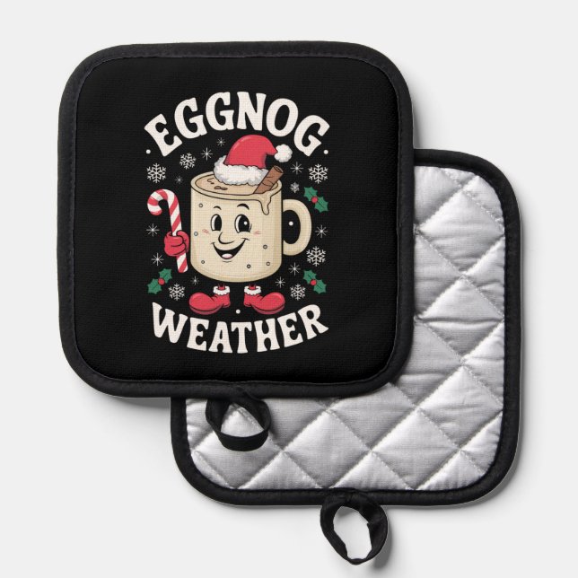 Eggnog Weather Christmas Retro Christmas Pot Holder (Front/Back)