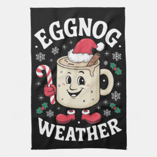 Eggnog Weather Christmas Retro Christmas Tea Towel