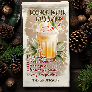 Eggnog White Russian Christmas Cocktail Recipe Tea Towel