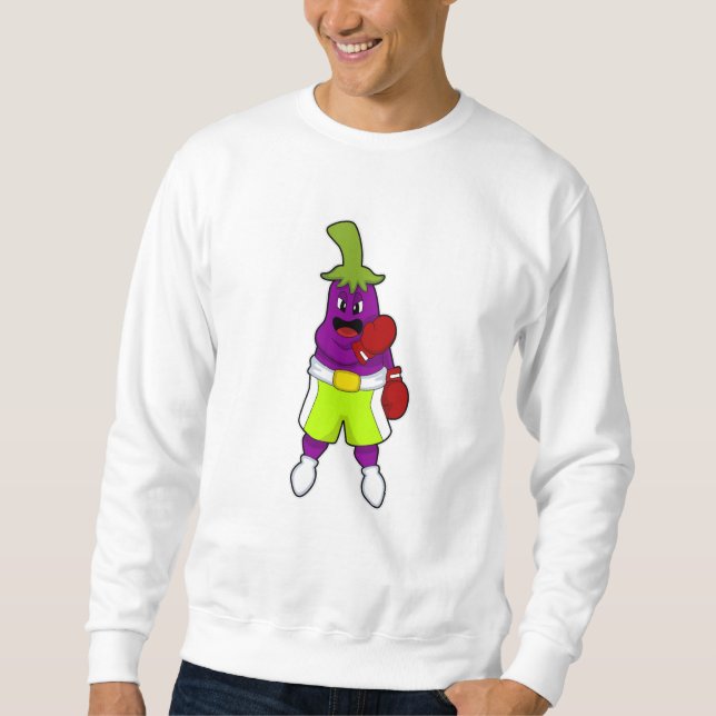 Eggplant at Boxing with Boxing gloves Sweatshirt (Front)