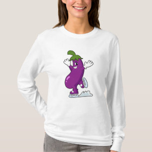 Eggplant at Ice skating with Ice skates T-Shirt