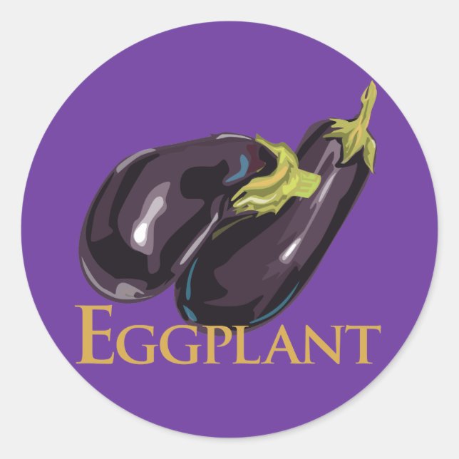 Eggplant Aubergine Classic Round Sticker (Front)