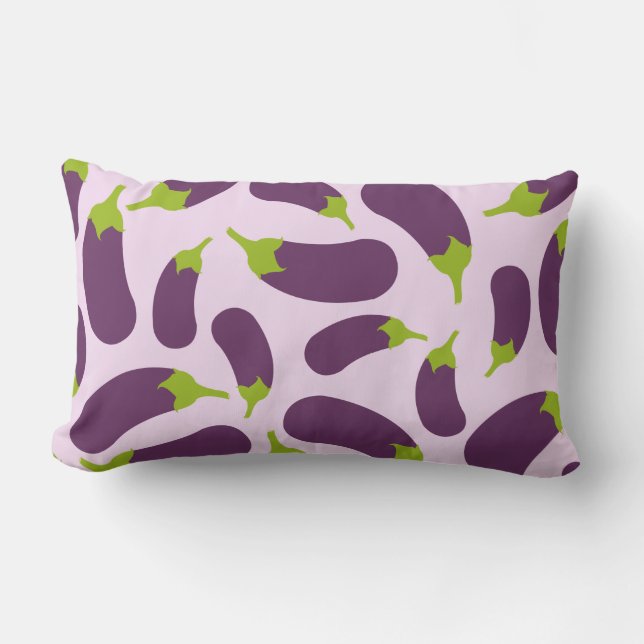 Eggplant Aubergine Purple Vegetable Pattern Design Lumbar Cushion (Front)