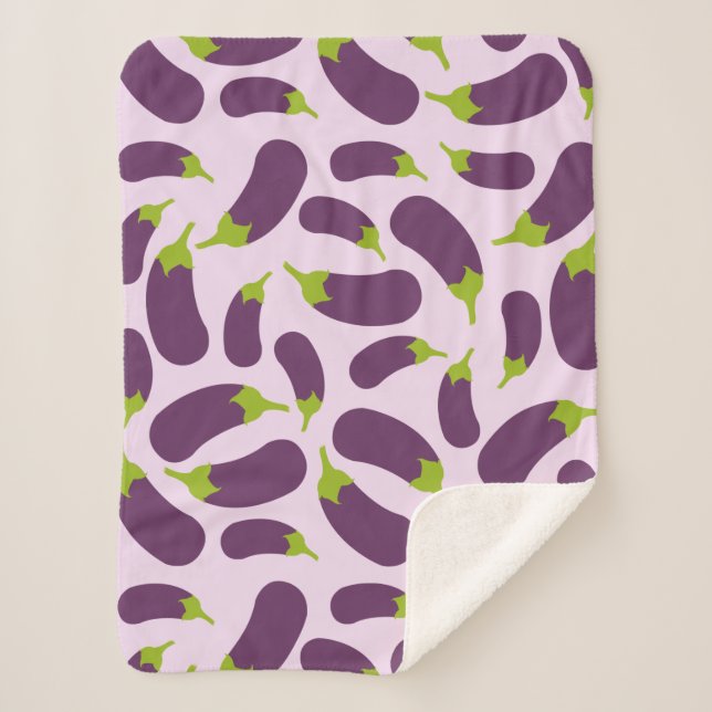 Eggplant Aubergine Purple Vegetable Pattern Design Sherpa Blanket (Front)
