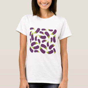 Eggplant Aubergine Purple Vegetable Pattern Design T-Shirt