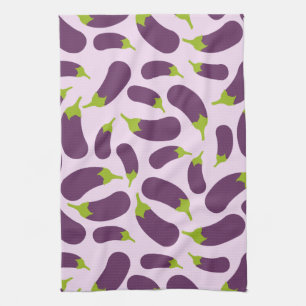 Eggplant Aubergine Purple Vegetable Pattern Design Tea Towel
