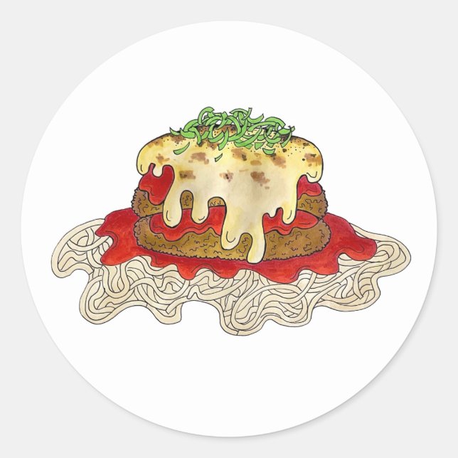 Eggplant Aubgergine Parm Parmesan Italian Food Classic Round Sticker (Front)