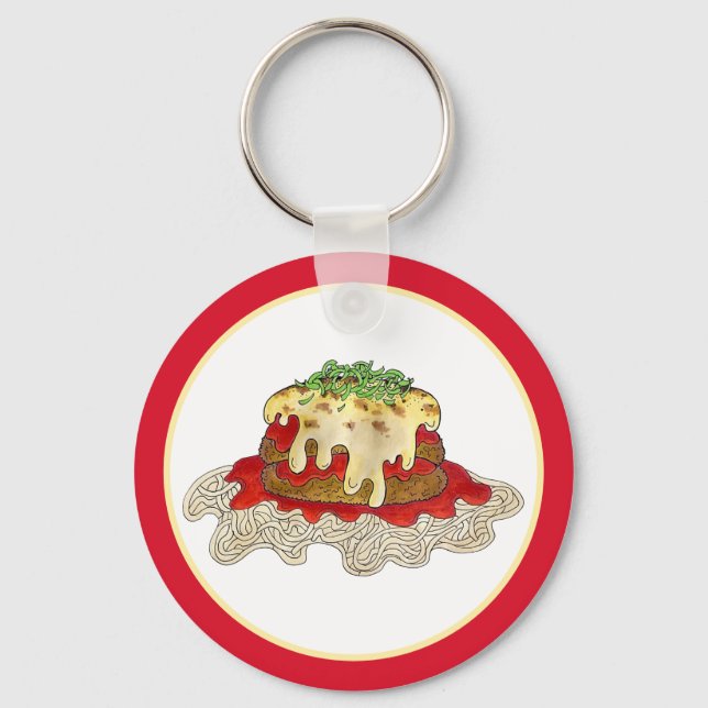 Eggplant Aubgergine Parm Parmesan Italian Food Key Ring (Front)