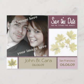Eggplant Autumn Floral Save the Date Postcard